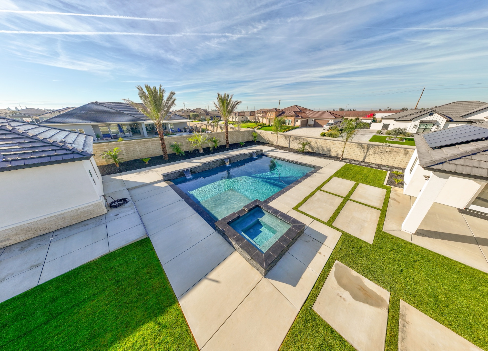 Custom gunite pool — aerial view